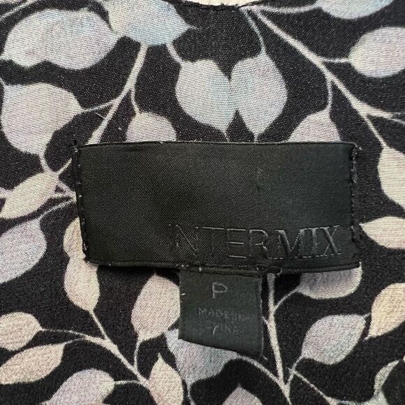 INTERMIX RUFFLED HIGH-LOW DRESS LAYLA NAVY LEAF PRINT SILK SIZE SMALL - Picture 10 of 13